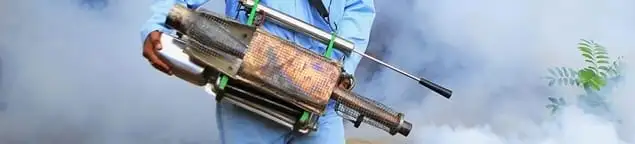 Fumigation technician using a fogger for deep pest treatment in Chicago, IL
